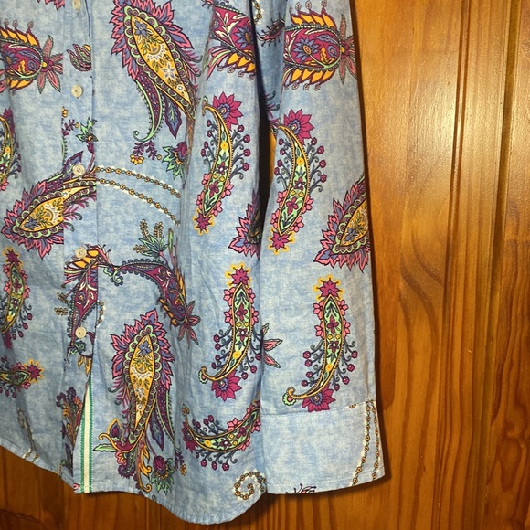 Talbots COTTON SWIRLY PAISLEY BUTTON FRONT - Picture 4 of 7